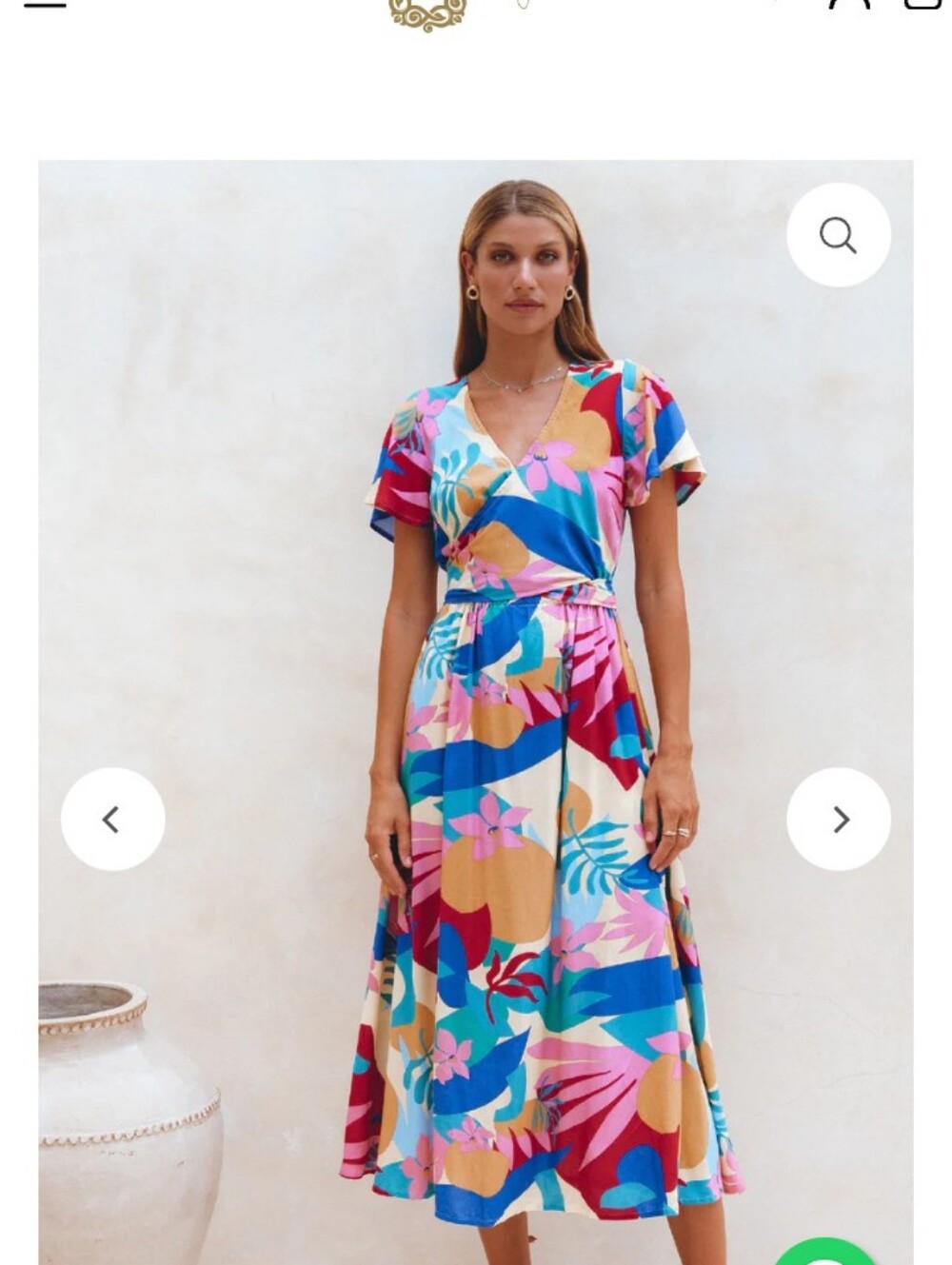 Bali ELF Floral Wrap Midi Dress in Multicolor Size Small